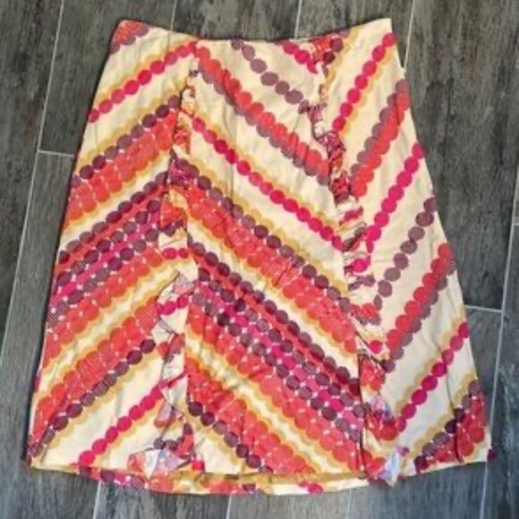 Anthropologie ODILLE Study of Sunlight Skirt A-line ruffle skirt gogo mod twee 6 - Picture 9 of 9